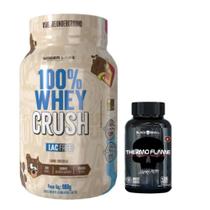 100% Whey Crush 900g - S/ Lactose - Under Labz + Thermo Flame - 120 Tabs - Black Skull