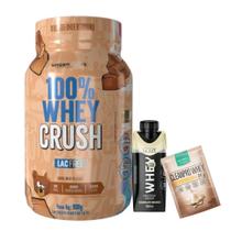 100% Whey Crush 900g - S/ Lactose - Under Labz + Whey Shake - 250ml - Dux (Variado) + Dose