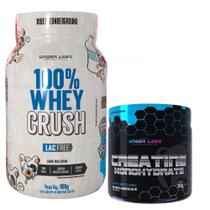 100% Whey Crush 900g - Sem Lactose + Creatine Monohydrate - 300g - Creatina - Under Labz