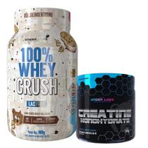 100% Whey Crush 900g - Sem Lactose + Creatine Monohydrate - 300g - Creatina - Under Labz