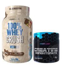 100% Whey Crush 900g - Sem Lactose + Creatine Monohydrate - 300g - Creatina - Under Labz
