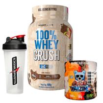 100% Whey Crush 900g - Sem Lactose + Warzone com Pump Matrix - Pré Treino - 300g + Coqueteleira - Under Labz