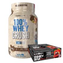 100% Whey Crush 900g Under Labz - S/ Lactose + Barrinha de Proteína 12 Un - Black Skull - S/ Lactose