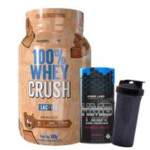 100% Whey Crush - 900g - Under Labz - S/ Lactose, Glúten + HMB Labz 120 V-Caps + Coqueteleira