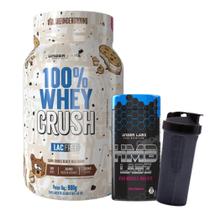 100% Whey Crush - 900g - Under Labz - S/ Lactose, Glúten + HMB Labz 120 V-Caps + Coqueteleira