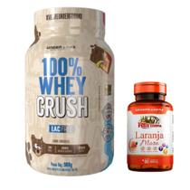 100% Whey Crush - 900g - Under Labz - S/ Lactose, Glúten + Laranja Moro - 60 Cáps - Rei Terra