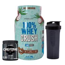 100% Whey Crush - 900g - Zero Lactose/Glúten + Creatina Pura - 300g - Black Skull + Coqueteleira - Under Labz
