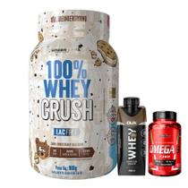 100% Whey Crush 900g - Zero Lactose/Glúten - Under + Whey Shake - 250ml - Dux + Ômega 3 - 60 Cáps