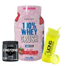 100% Whey Crush LacFree Zero Lactose 900g - Under Labz + Creatina 100% Monohidratada 300g Blackskull + Coqueteleira