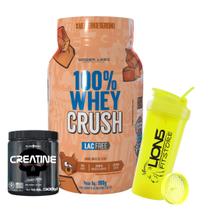 100% Whey Crush LacFree Zero Lactose 900g - Under Labz + Creatina 100% Monohidratada 300g Blackskull + Coqueteleira