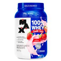 100% Whey Double Tasty - Max Titanium - Morango - Pote 900g