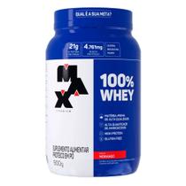 100% Whey Max Titanium Sabor Morango com 21g de Proteína 900g