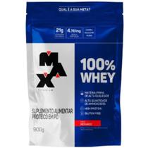 100% Whey Morango 900G Refil- Max Titanium