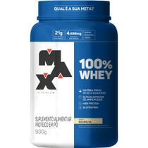 100% Whey pote 900g Max Titanium proteína concentrado + nota fiscal