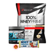 100% WHEY prime Bodyaction 900g + Creatina DOUBLE FORCE 150g + 1 barrinha - BODY ACTION