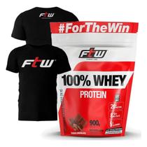 100% Whey Protein 900g + Camiseta Preta P - Ftw (morango)