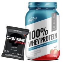100% Whey Protein - 900g - Shark Pro + Creatina Turbo - Refil - 500g - Black Skull