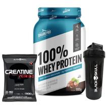 100% Whey Protein - 900g - Shark Pro + Creatina Turbo - Refil - 500g + Coqueteleira - Black Skull