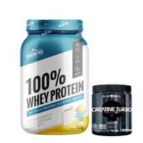 100% Whey Protein Shark Pro (900g)+Glutamine Turbo - Glutamina 300G - Black Skull