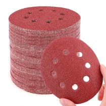 100 X Lixas Disco Grão 5 Polegadas 125Mm 8 Furos Lixadeira