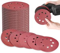 100 X Lixas Disco Grão 5 Polegadas 125mm 8 Furos Lixadeira Politriz KaQi 100 X Lixas Disco Grão 5 Polegadas 125mm 8 Furos Lixadeira Politriz KaQi