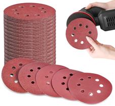 100 X Lixas Disco Grão 5 Polegadas 125mm 8 Furos Lixadeira Politriz KaQi 100 X Lixas Disco Grão 5 Polegadas 125mm 8 Furos Lixadeira Politriz KaQi