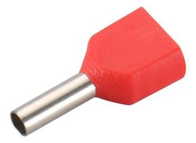 100 X Terminal Conector Tubular Ilhós Duplo 1,0mm Vermelho