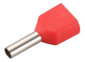 100 X Terminal Conector Tubular Ilhós Duplo 1,0mm Vermelho