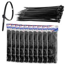 1000 Abraçadeiras Fita Lacre de Nylon 3.6x250mm Cinta Preta 25cm Revenda Atacado