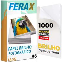 1000 Folhas Papel Fotográfico Glossy 180g 10x15 Padrão - FERAX