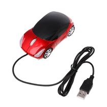 1000DPI Mini Car forma USB óptico com fio inovador 2 faróis mouse para PC Laptop Computador - Vermelho