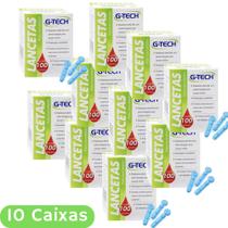 1000Un Lancetas 10 caixas G-tech Agulha 30g Punção Controle Glicose Diabetes Glicemia Amostra Sangue