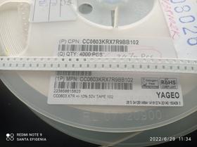 1000x Capacitor 1nf/50v = 1k/50v 0603 Smd 0,8x1,6mm Yageo