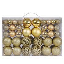 100ct bolas de Natal enfeites de árvore, decorações de Natal à prova de quebra conjunto com pacote de presente portátil reutilizável para a decoração da árvore de Natal do feriado (ouro)