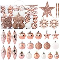 100ct Christmas Ball Ornaments Set - Conjunto de enfeites de árvore suspensos à prova de quebra sortidos com pacote de presente portátil reutilizável para festa de Natal e decoração de casa (champanhe) - Wironlst