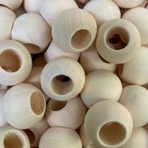 100pçs Miçangas Contas De Madeira 20mm Furo 1cm Pulseira Artesanato