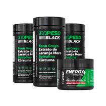 100PES0 Black Kit 3 Potes Termogênico com Extrato de Laranja Moro + Energy Imminity