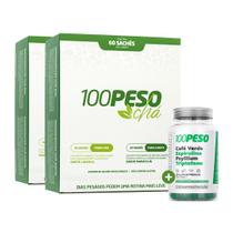 100PES0 Suplemento Café verde e Espirulina + 2 Caixas Chá Desinchar