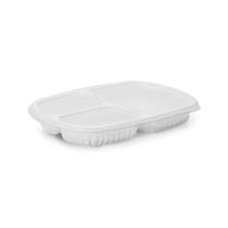 100un Bandeja Refeição com 3 Divisórias 850ml G331 Branco Freezer Microondas Galvanotek