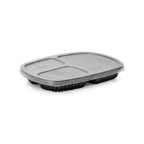 100un Bandeja Refeição com 3 Divisórias 850ml G331 Preto Freezer Microondas Galvanotek 100un Bandeja Refeição com 3 Divisórias 850ml G331 Preto Freezer Microondas Galvanotek