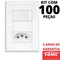 100un Interruptor Paralelo Three Way 16A e Tomada Padrão 2P+T 10A Com Placa Evidence FAME