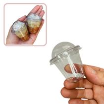100un Mini Copinhos Felicidade com Tampa Bolha 25ml Flip