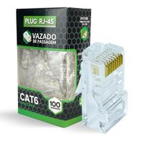 100Un Plug Rj45 Passagem Cat6e Vazado Banhado A Ouro Pci