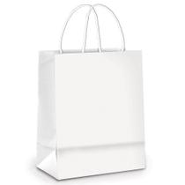 100Un Sacola de Papel Branco com Alça Dobravel Tamanho Pequeno 21,5x 15 cm Embalagem para Presente