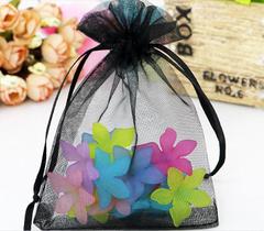 100un saquinhos de organza 10x15cm Preto