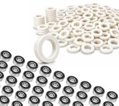 100un Suporte plástico de 29mm. 100un Rolamento 608 Substitui Buchas de Ventiladores 100un Suporte plástico de 29mm. 100un Rolamento 608 Substitui Buchas de Ventiladores