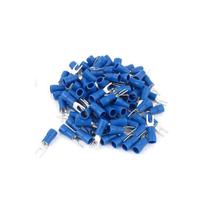 100un Terminal Pré Isolado Tipo Garfo / Forquilha 2,5mm Azul