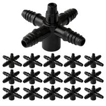 100Und Conector Rosca 4 Saídas p/ Microtubos 3/5mm Irrigação