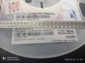 100x Capacitor 2,2nf/50v = 2k2/50v 0805 Smd 1,25x2mm Yageo 100x Capacitor 2,2nf/50v = 2k2/50v 0805 Smd 1,25x2mm Yageo