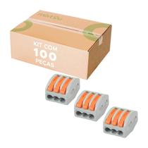 100X Conectores Emenda Compacto 3 Vias 4mm 32a 450v 222-413